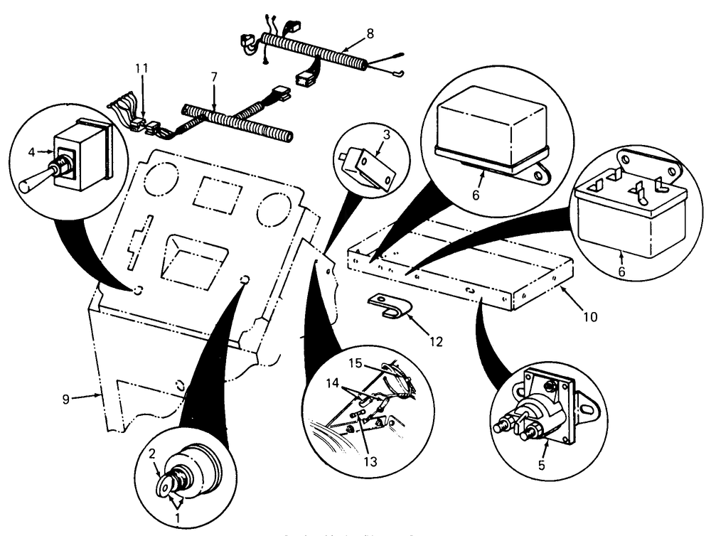 Relays, Switches, Circuit Breaker And Wiring-Instrmnt Pnl And Btt Diagram and Parts List for 1105 0350039U-135292100-135292399-136292100 Cub Cadet Lawn Tractor